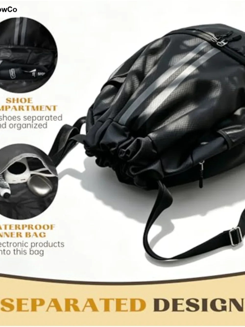 Drawstring Backpack Gym Bag with Shoe Compartment Polyester Sports Travel